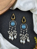 Load image into Gallery viewer, Noir Pearl Stone Earrings