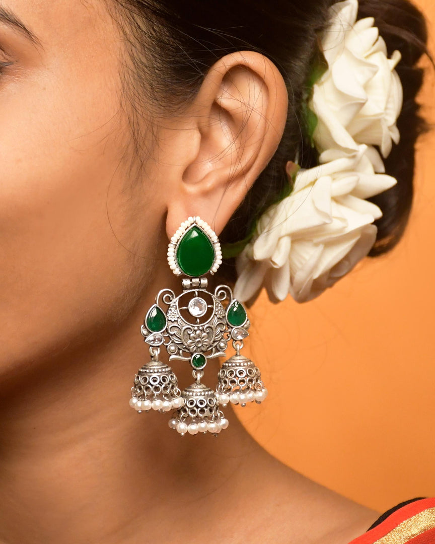 Marie Jhumka Stone Earrings