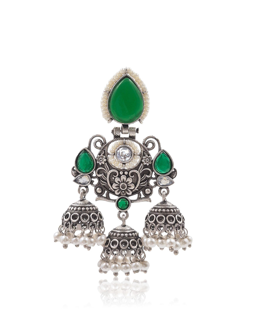 Marie Jhumka Stone Earrings