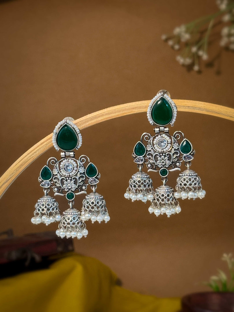 Marie Jhumka Stone Earrings