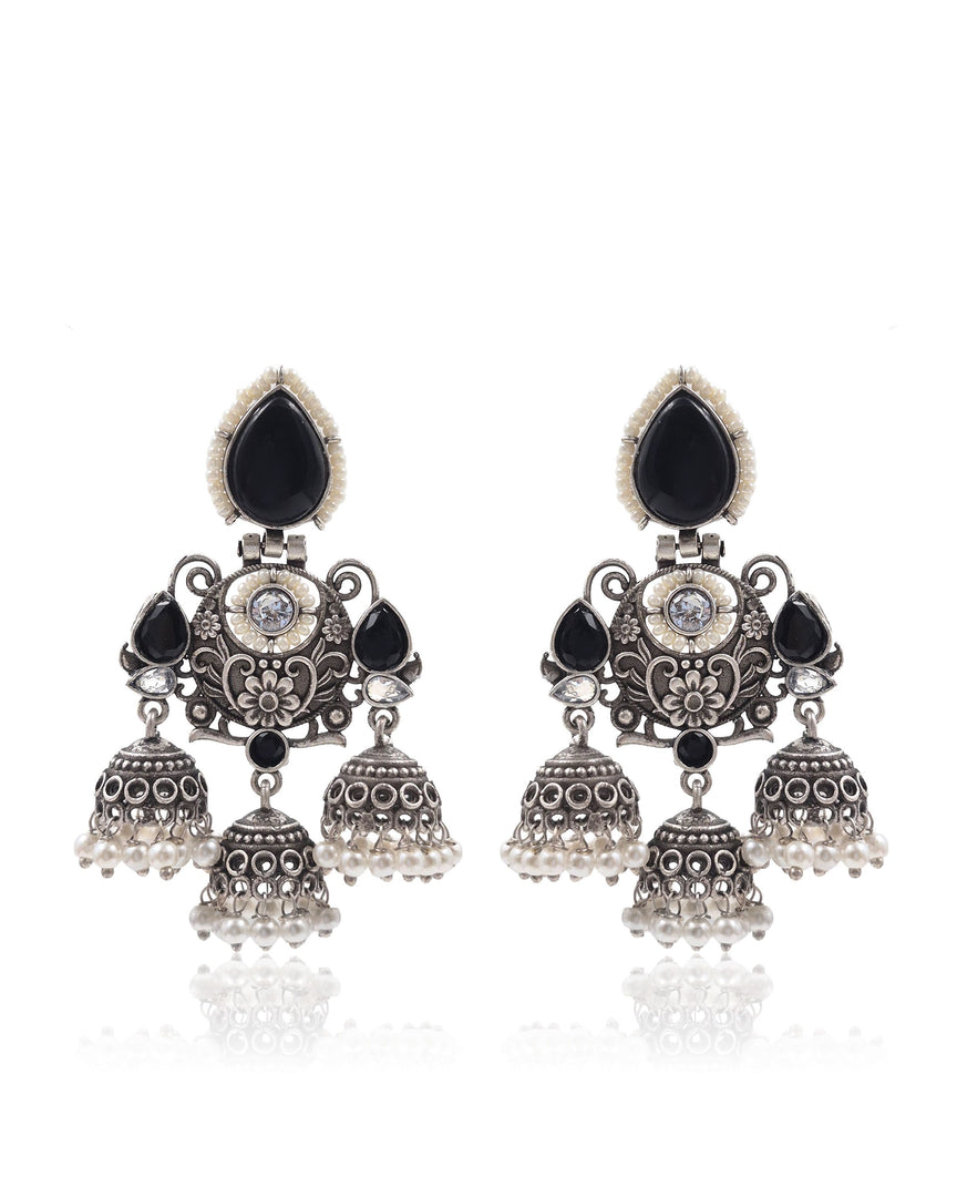 Marie Jhumka Stone Earrings