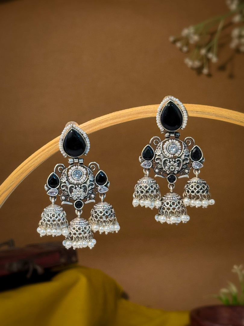 Marie Jhumka Stone Earrings