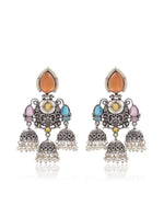 Load image into Gallery viewer, Marie Jhumka Stone Earrings