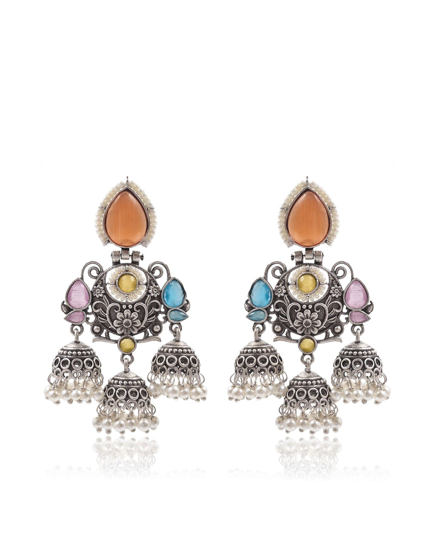 Marie Jhumka Stone Earrings