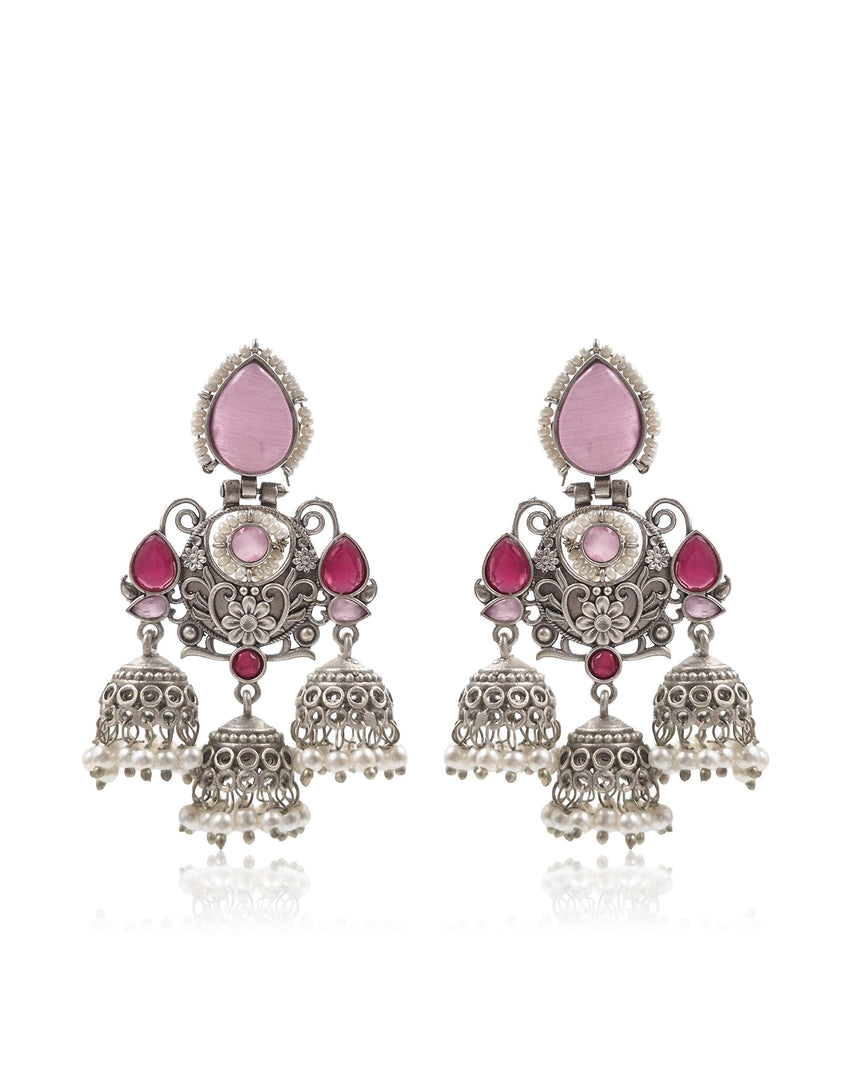 Marie Jhumka Stone Earrings