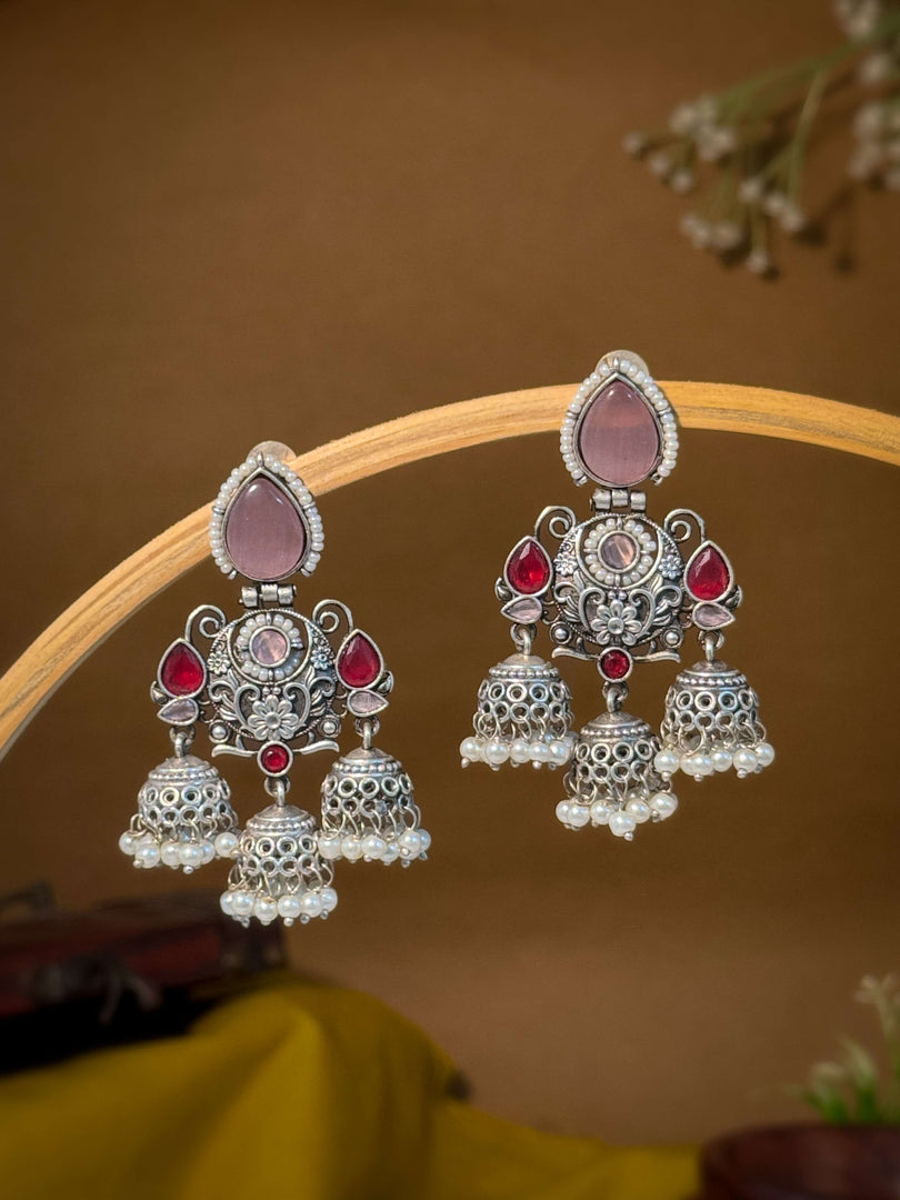 Marie Jhumka Stone Earrings