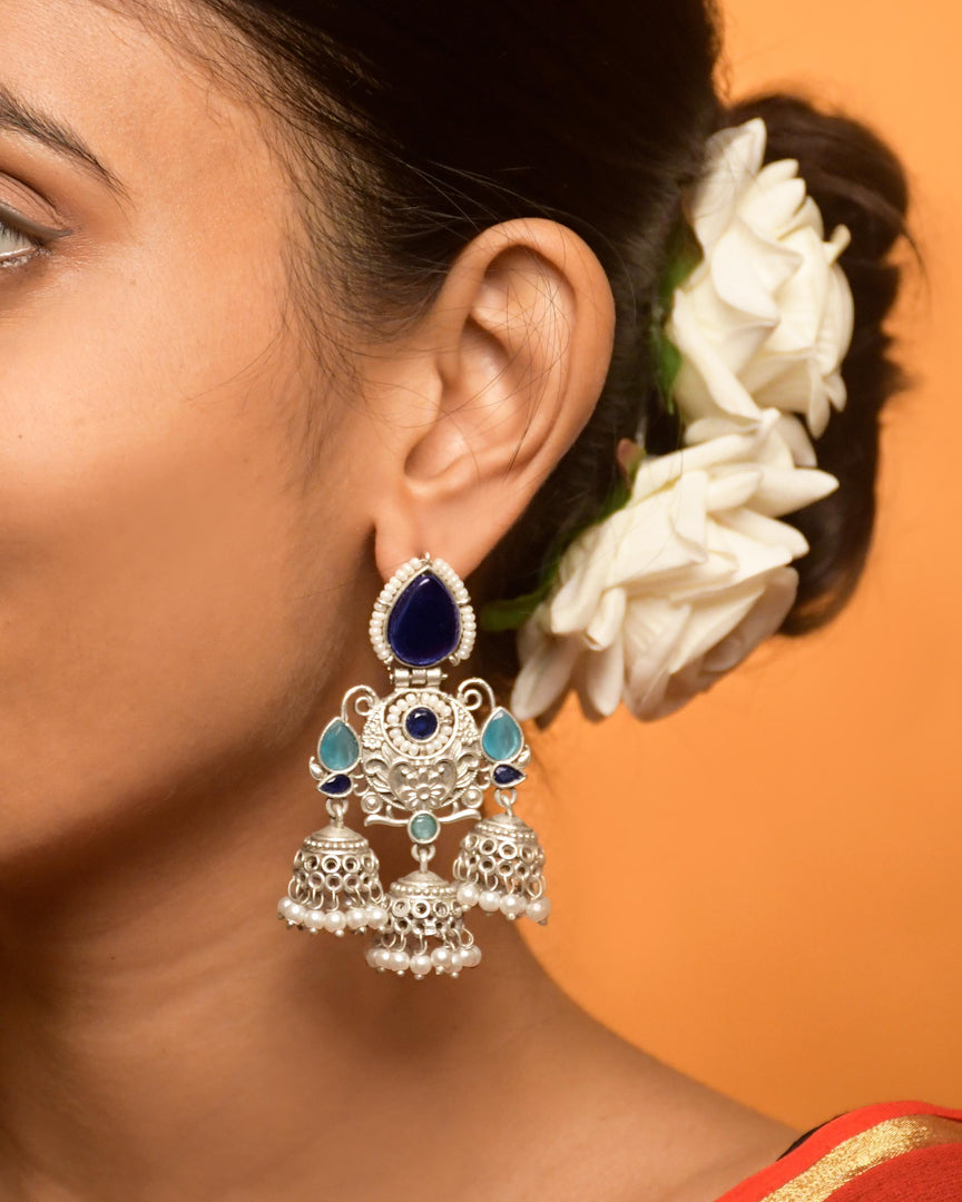 Marie Jhumka Stone Earrings