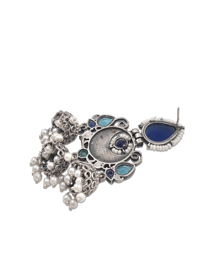 Marie Jhumka Stone Earrings