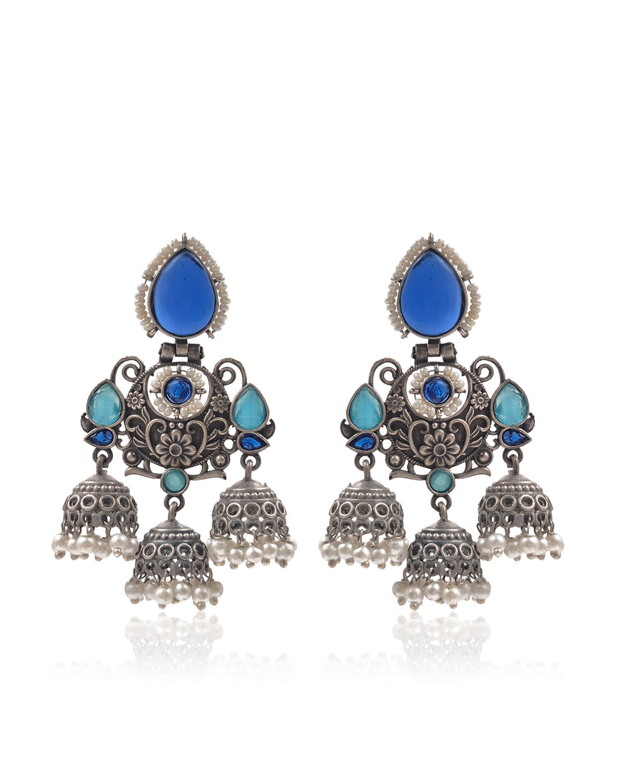 Marie Jhumka Stone Earrings