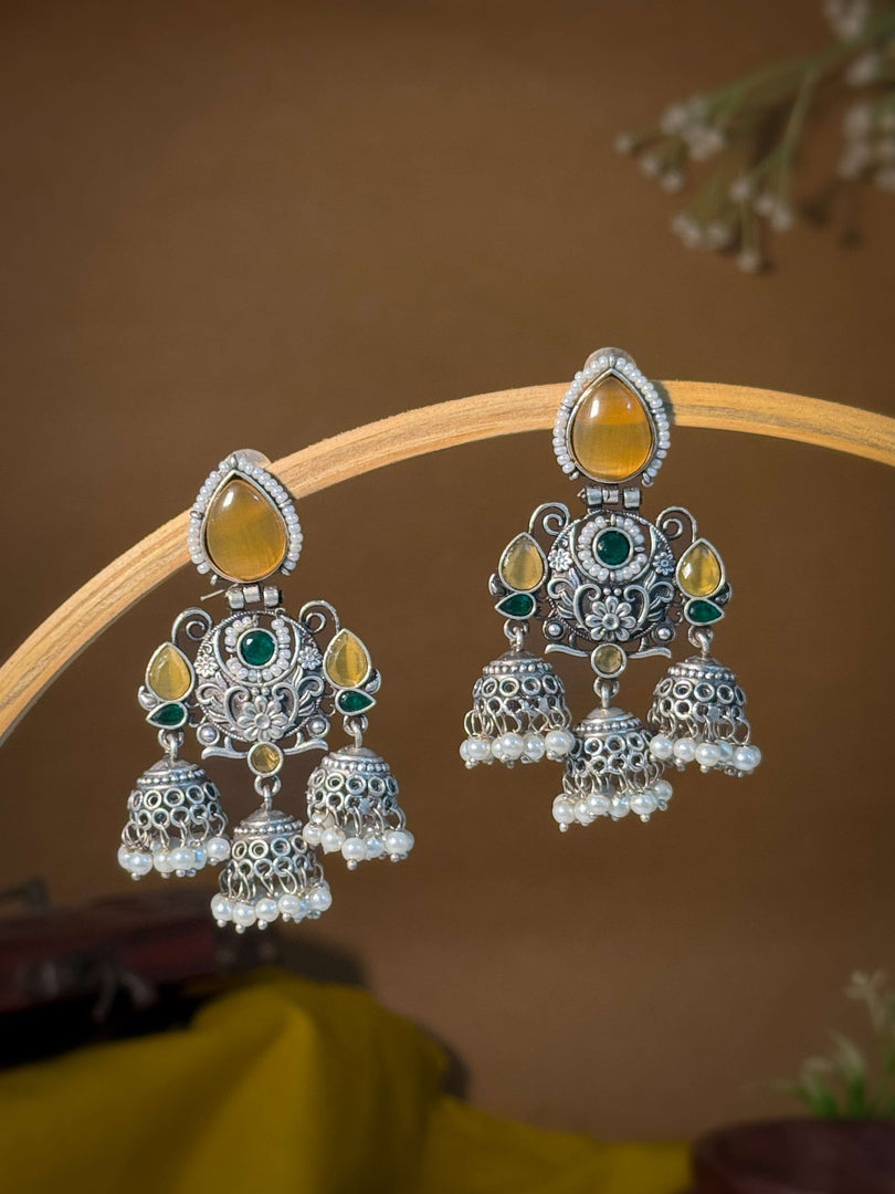 Marie Jhumka Stone Earrings