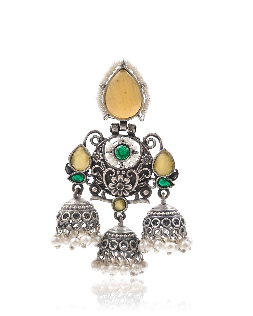 Marie Jhumka Stone Earrings