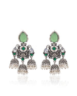 Load image into Gallery viewer, Marie Jhumka Stone Earrings