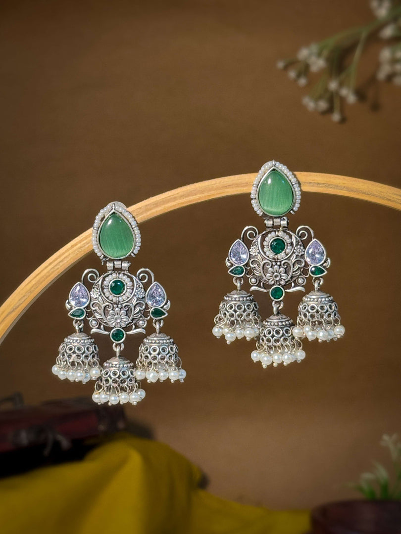 Marie Jhumka Stone Earrings
