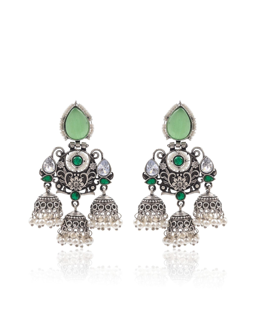 Marie Jhumka Stone Earrings