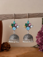 Load image into Gallery viewer, Vaani Jhumka Stone Earrings