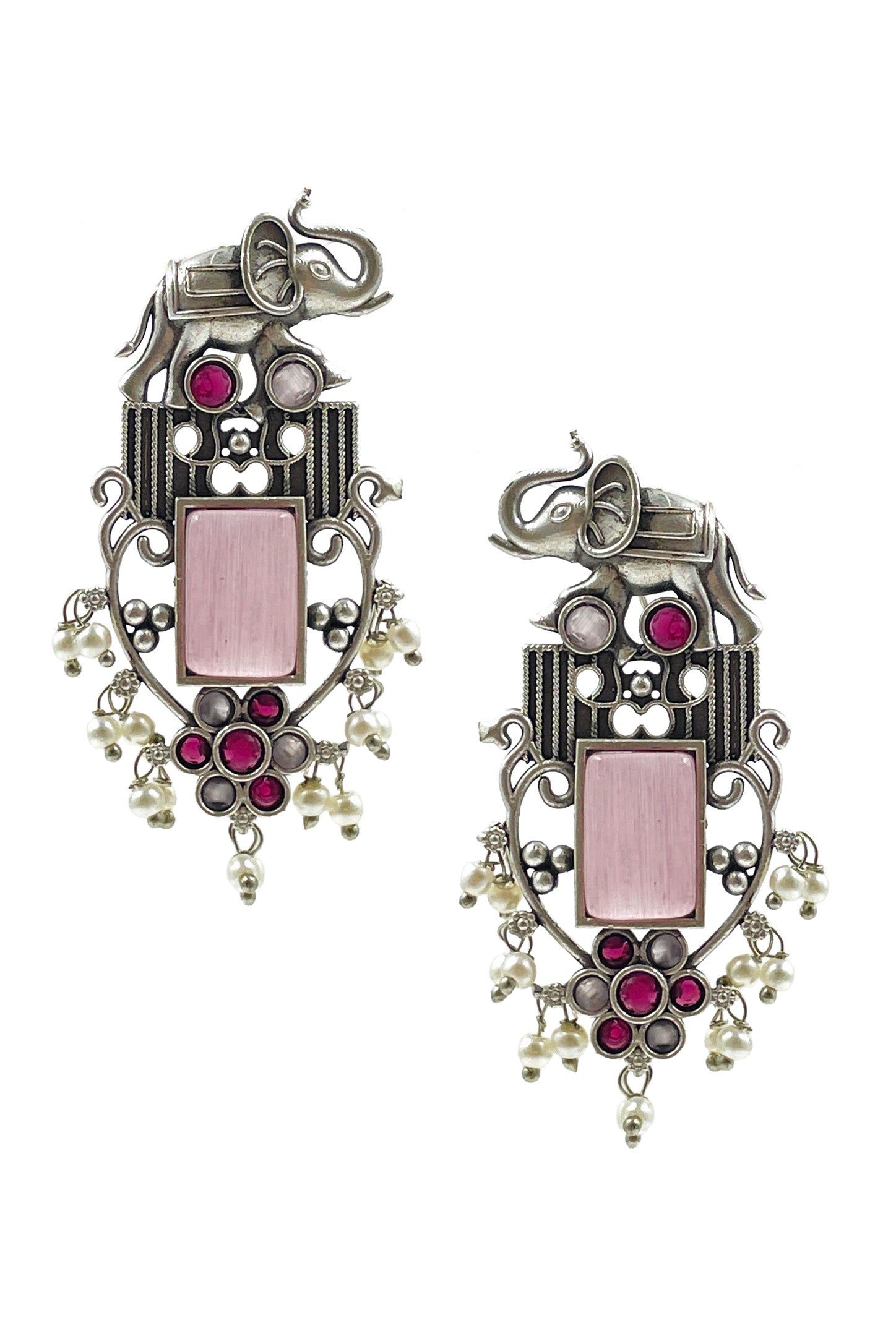 RUDRA ELEPHANT MOTIF STONE EARRINGS