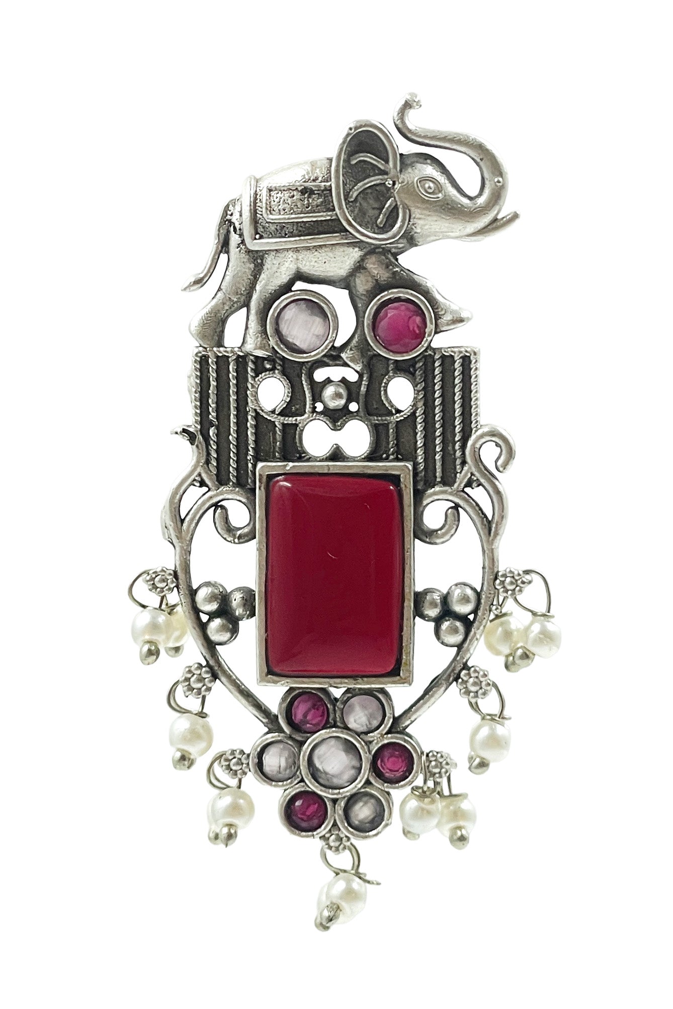 RUDRA ELEPHANT MOTIF STONE EARRINGS