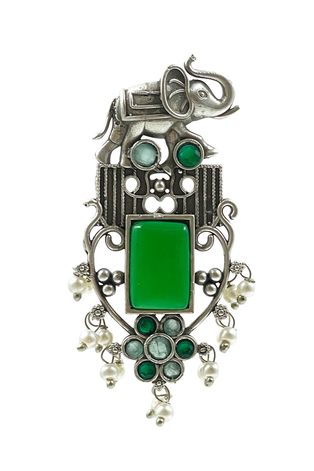 RUDRA ELEPHANT MOTIF STONE EARRINGS