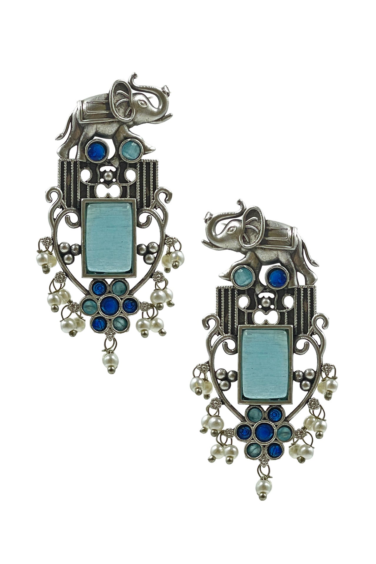 RUDRA ELEPHANT MOTIF STONE EARRINGS