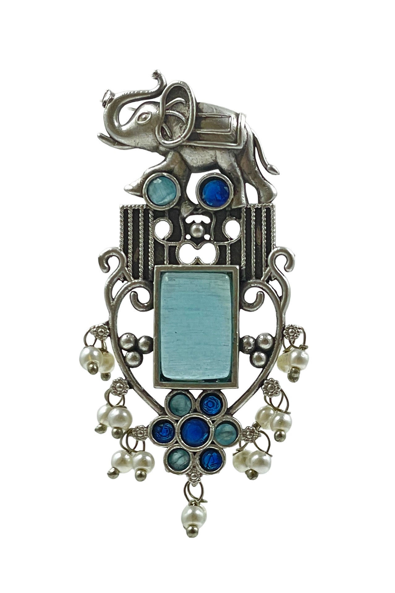 RUDRA ELEPHANT MOTIF STONE EARRINGS
