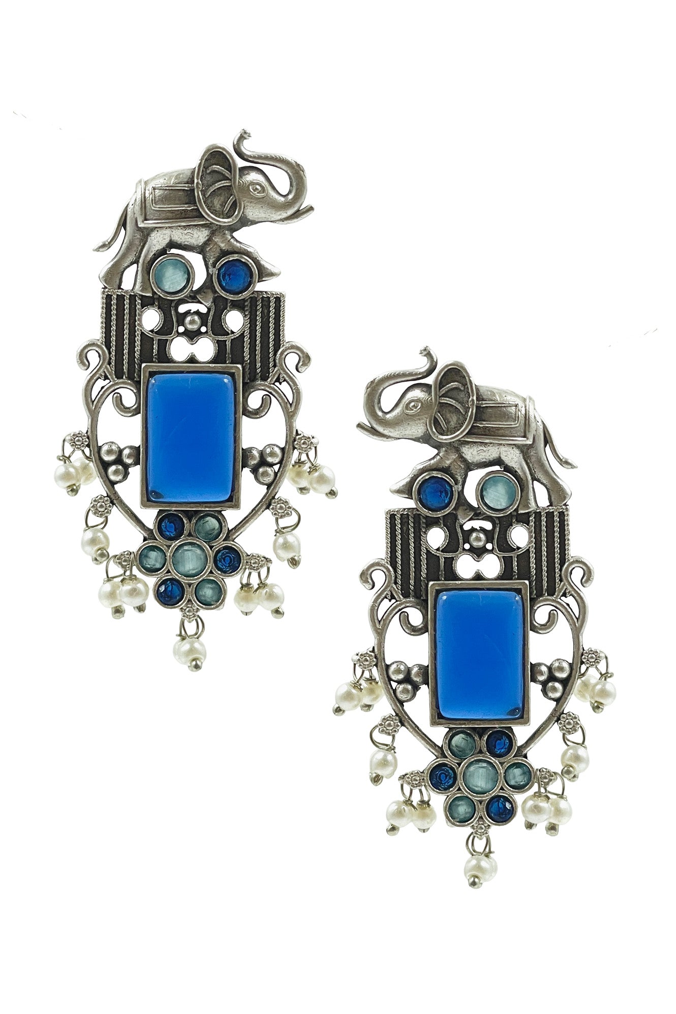 RUDRA ELEPHANT MOTIF STONE EARRINGS