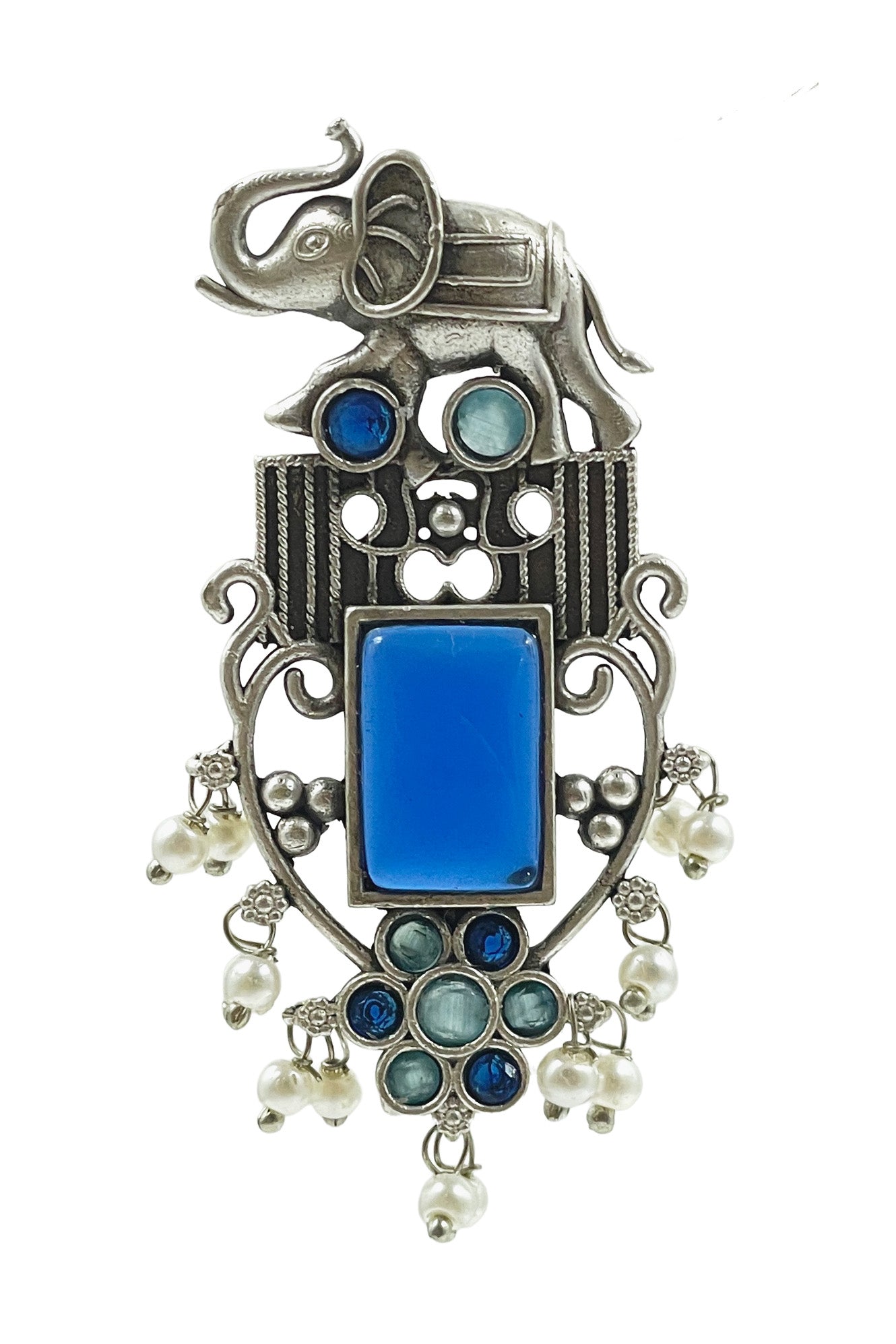 RUDRA ELEPHANT MOTIF STONE EARRINGS