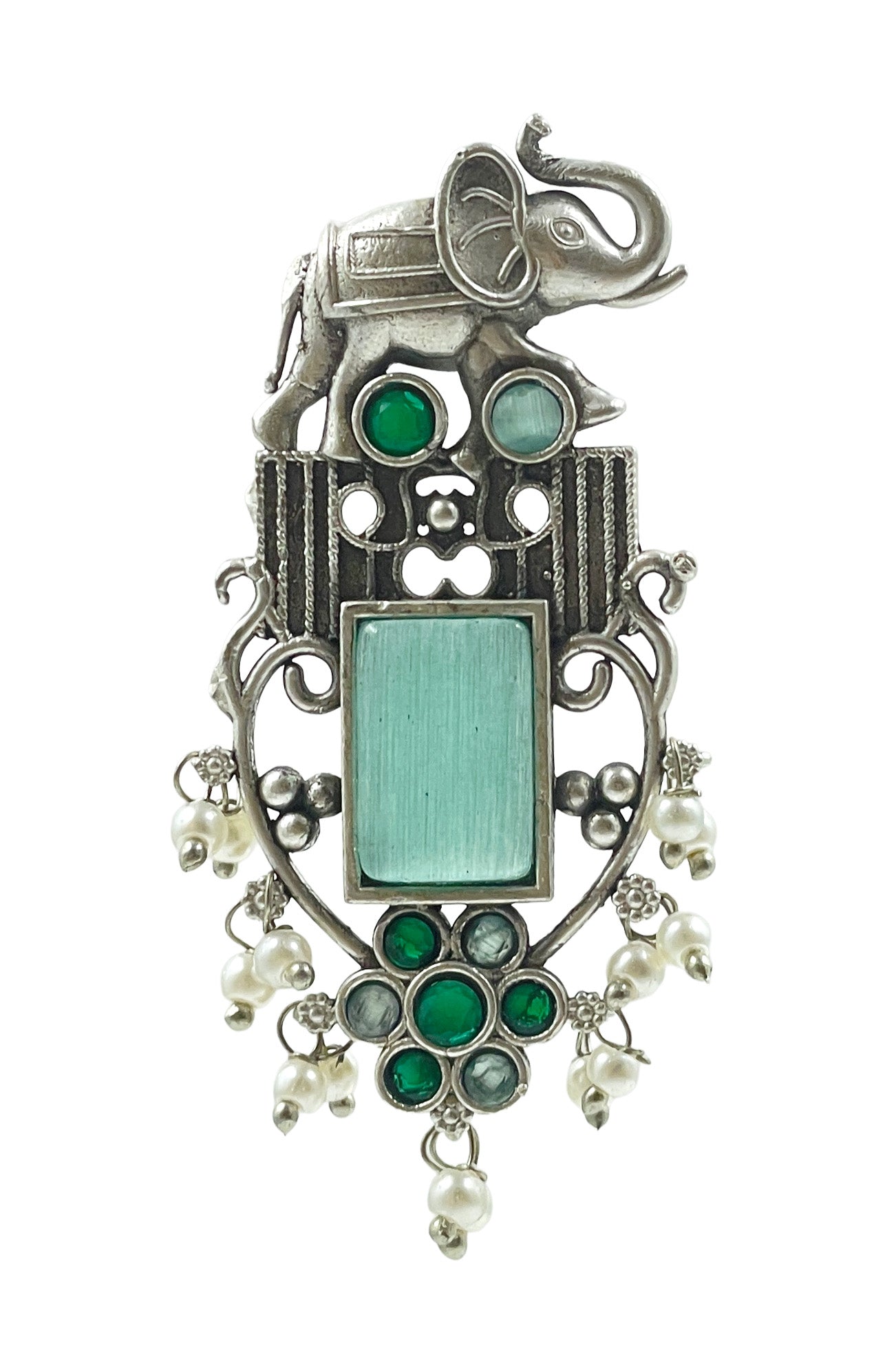 RUDRA ELEPHANT MOTIF STONE EARRINGS