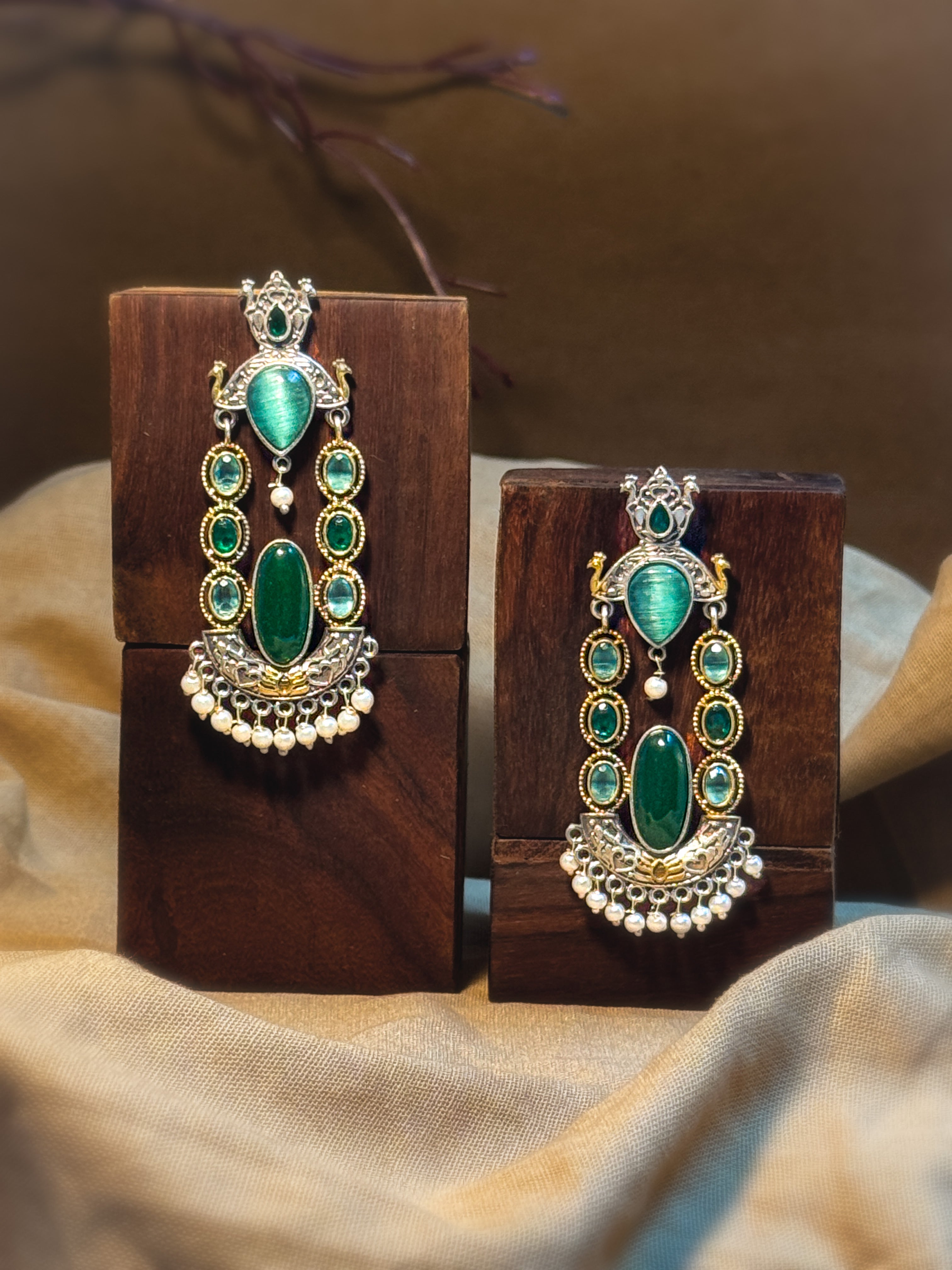 Zeenat Dual Tone Dangler Earrings