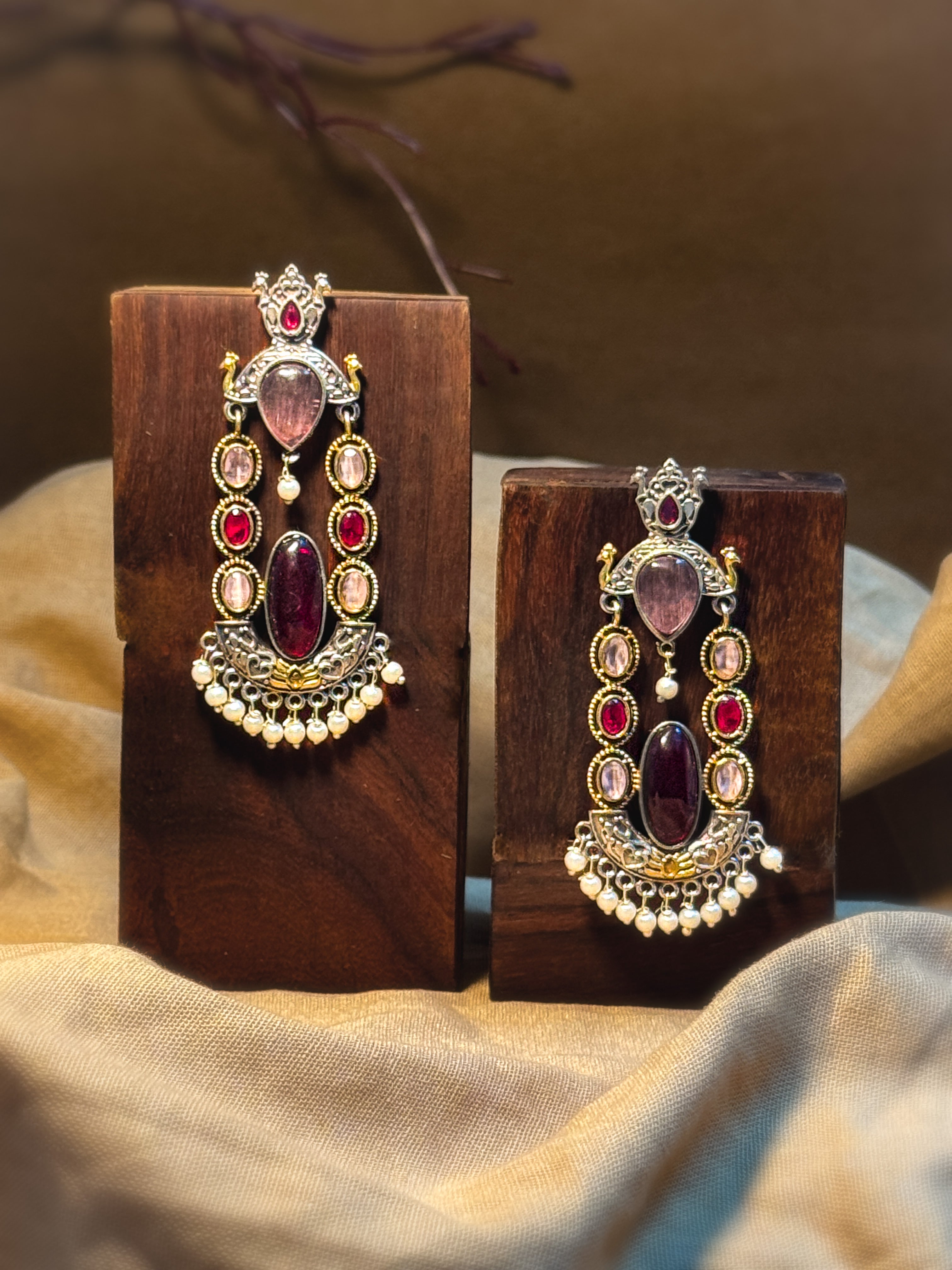 Zeenat Dual Tone Dangler Earrings