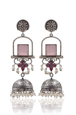 Load image into Gallery viewer, Aanvi Jhumka Stone Earrings