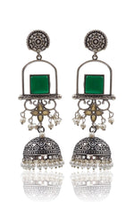 Load image into Gallery viewer, Aanvi Jhumka Stone Earrings