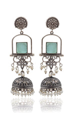 Load image into Gallery viewer, Aanvi Jhumka Stone Earrings