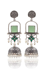 Load image into Gallery viewer, Aanvi Jhumka Stone Earrings