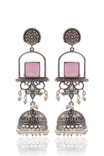Load image into Gallery viewer, Aanvi Jhumka Stone Earrings
