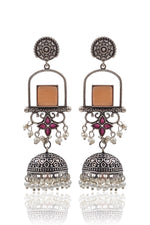 Load image into Gallery viewer, Aanvi Jhumka Stone Earrings