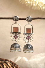 Load image into Gallery viewer, Aanvi Jhumka Stone Earrings