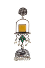 Load image into Gallery viewer, Aanvi Jhumka Stone Earrings