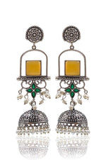 Load image into Gallery viewer, Aanvi Jhumka Stone Earrings