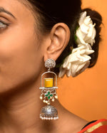 Load image into Gallery viewer, Aanvi Jhumka Stone Earrings