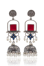 Load image into Gallery viewer, Aanvi Jhumka Stone Earrings