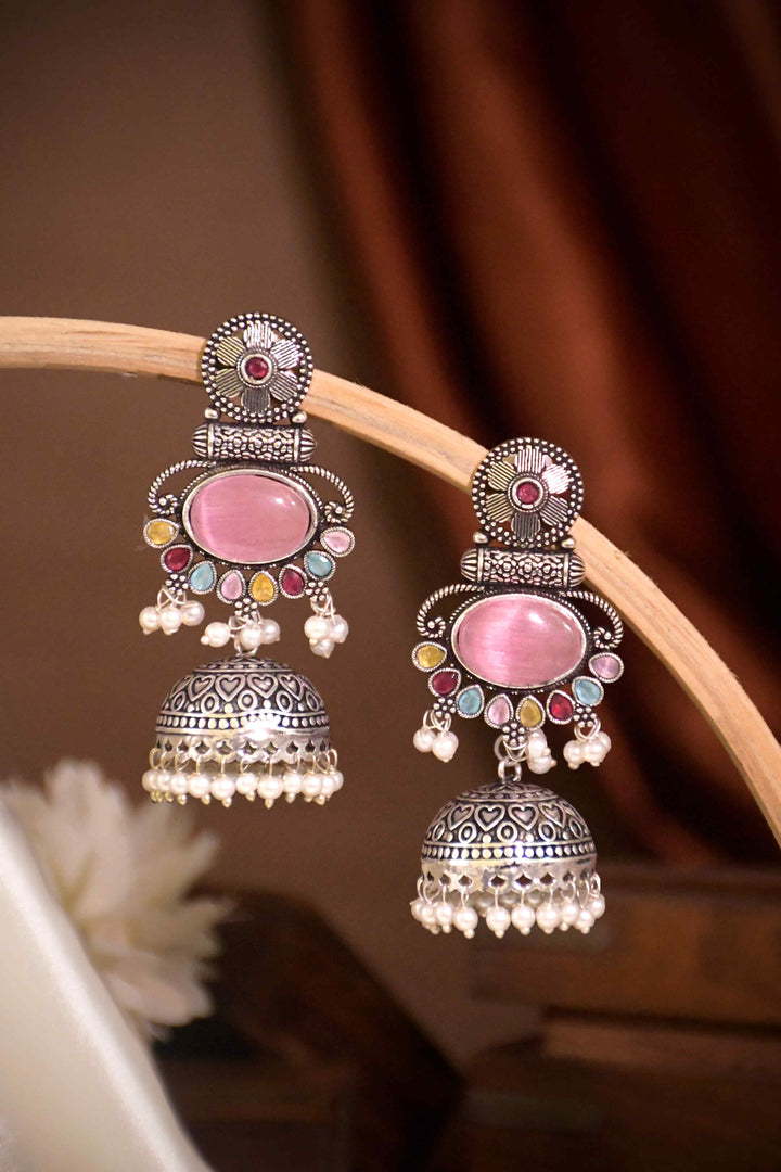 Dia Jhumka Stone Earrings