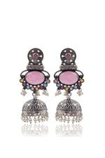 Load image into Gallery viewer, Dia Jhumka Stone Earrings