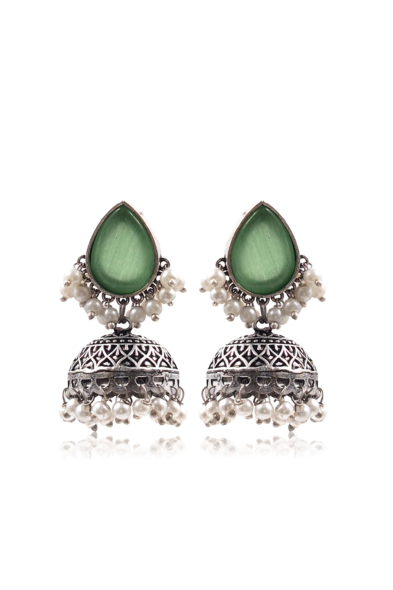 MOON OXIDISED JHUMKA EARRINGS