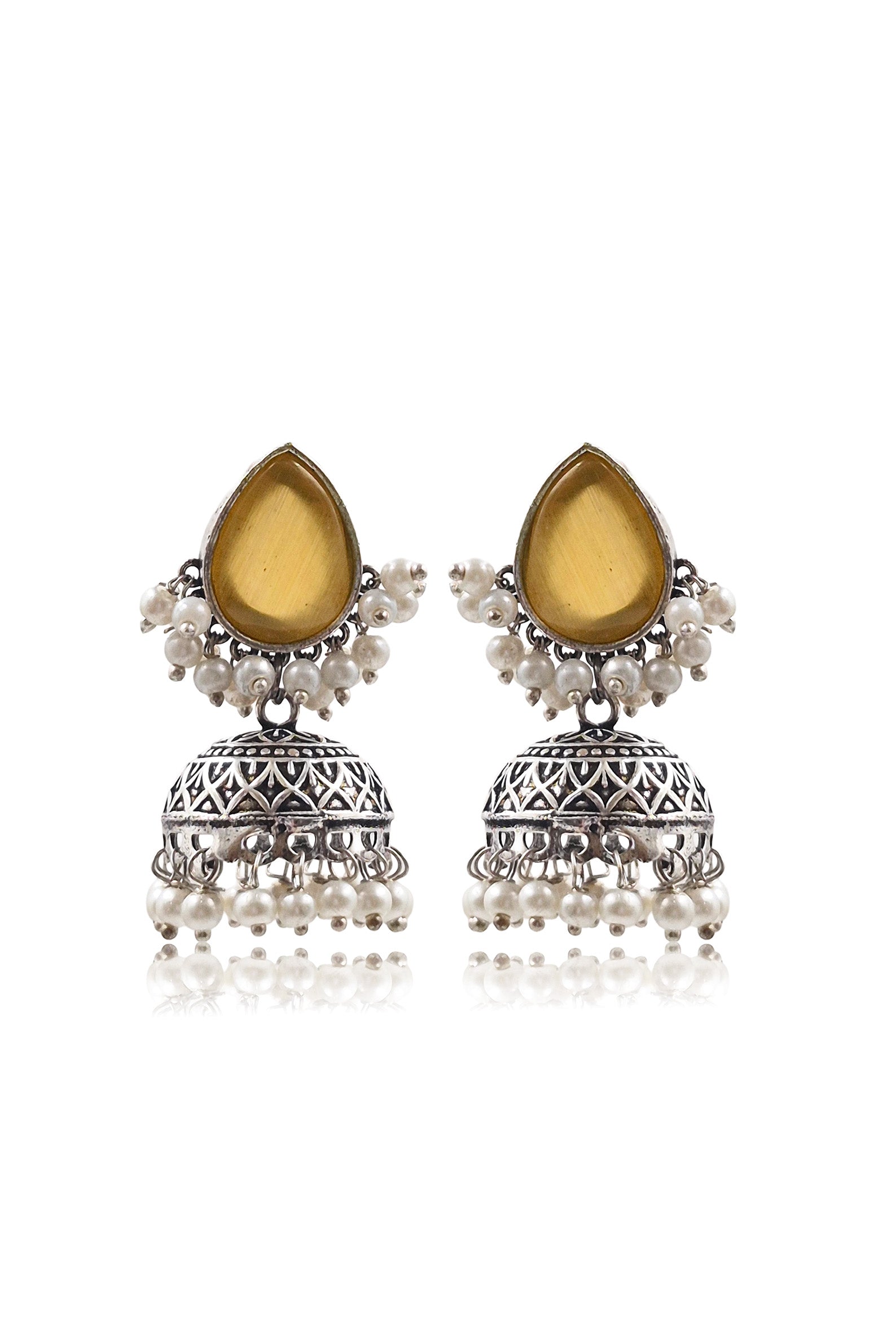 MOON OXIDISED JHUMKA EARRINGS