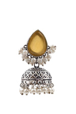 Load image into Gallery viewer, Moon Jhumka Stone Earrings