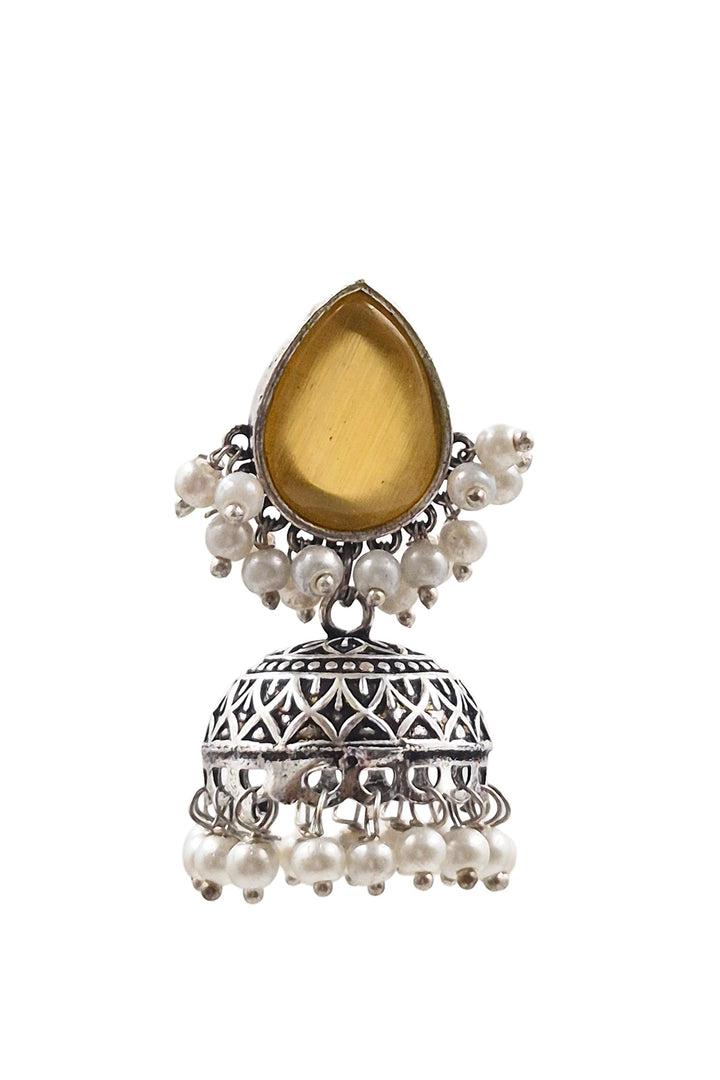 Moon Jhumka Stone Earrings