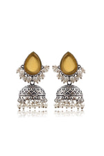 Load image into Gallery viewer, Moon Jhumka Stone Earrings