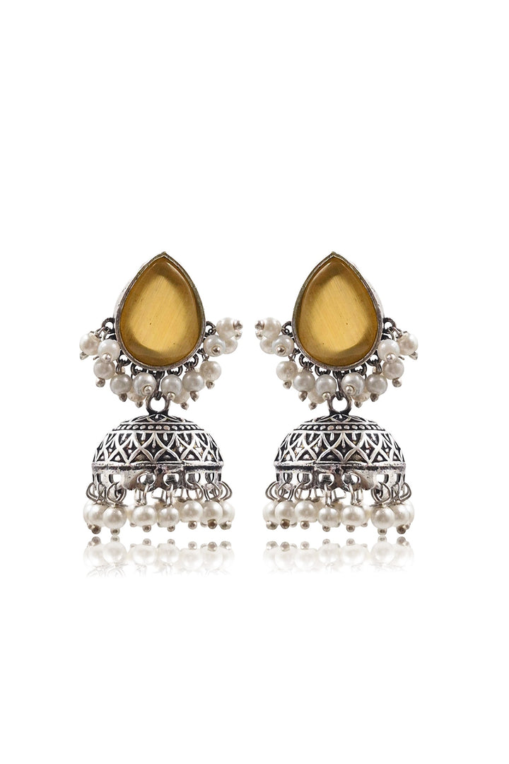 Moon Jhumka Stone Earrings