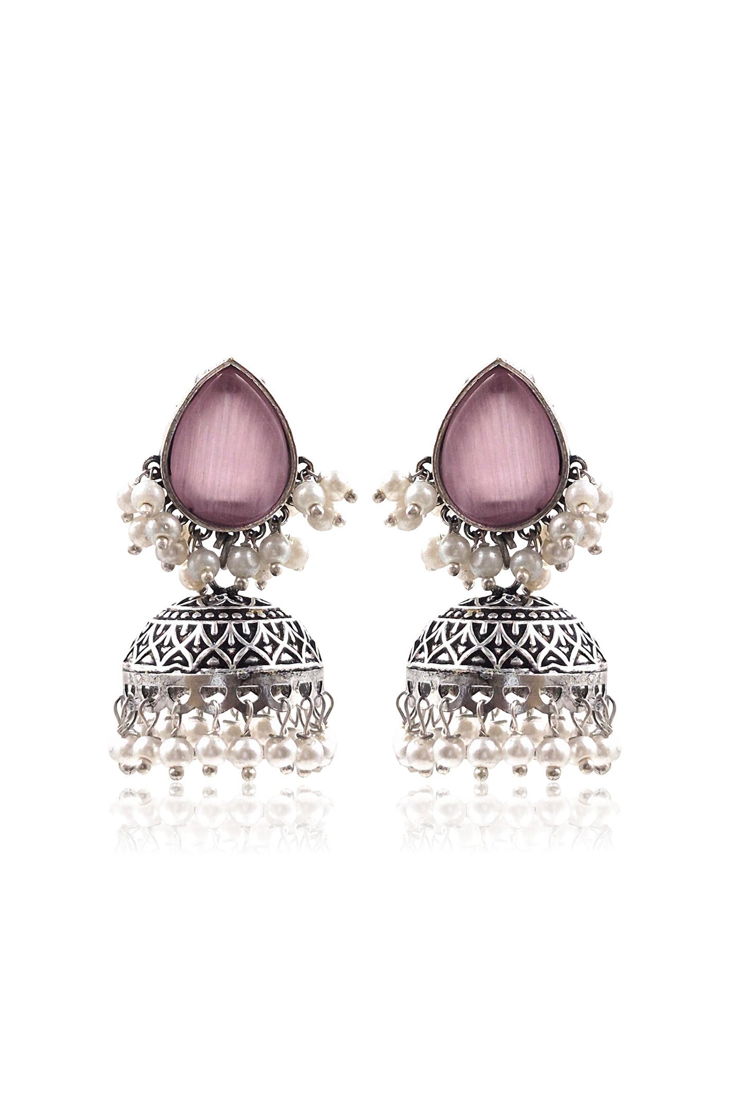 MOON OXIDISED JHUMKA EARRINGS