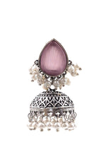 Load image into Gallery viewer, Moon Jhumka Stone Earrings